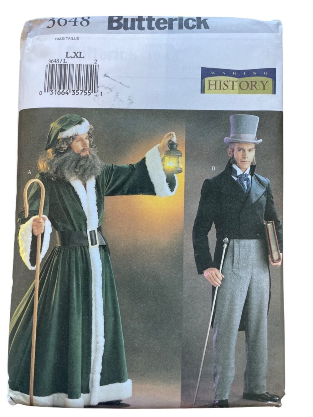 Butterick 3648 Mens Dickens St Nick Santa Sewing Pattern L-XL Halloween CUT